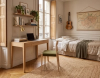 Bureau design en chêne teinte naturelle dorée L100 cm