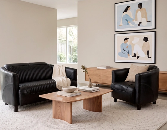 Leather club armchair black