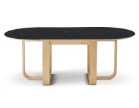Table salle à manger en chêne et céramique 8 personnes avec bois teinte naturelle et plateau céramique effet ardoise 210x100 cm