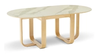 Table salle à manger en chêne et céramique 8 à 10 personnes avec bois teinte naturelle et plateau céramique effet marbre blanc 210x100 cm Table salle à manger en chêne et céramique 8 à 10 personnes avec bois teinte naturelle et plateau céramique effet marbre blanc 210x100 cm