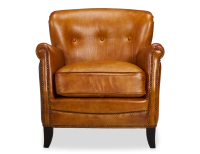 Fauteuil club cuir cognac accoudoirs cloutés Fauteuil club cuir cognac accoudoirs cloutés
