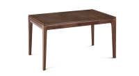 Table extensible 8 à 12 personnes en noyer et céramique allonges céramique avec bois teinte naturelle et plateau et allonges céramique brun oxydé 180x100 cm
