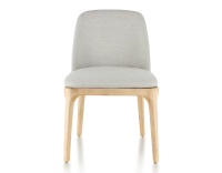 Chaise design bois teinte naturelle et tissu beige naturel Chaise design bois teinte naturelle et tissu beige naturel