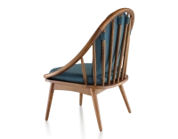 Scandinavian armchair cherry-stained wood and ocean blue fabric Scandinavian armchair cherry-stained wood and ocean blue fabric