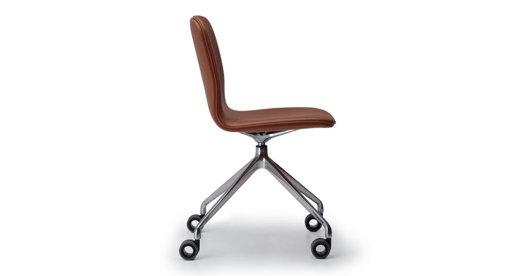 Office chair with 5 branches assise cuir camel