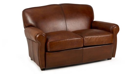 2 seater leather club sofa vintage brown