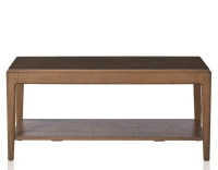 Rectangular coffee table in oak and ceramic with shelf in walnut-stained wood, oxidised brown ceramic top 100x50 cm Rectangular coffee table in oak and ceramic with shelf in walnut-stained wood, oxidised brown ceramic top 100x50 cm