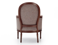Fauteuil bergère mouluré style Louis XVI bois teinte ancienne et tissu orange Fauteuil bergère mouluré style Louis XVI bois teinte ancienne et tissu orange
