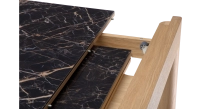 Extending table for 8 to 12 people in oak and ceramic with ceramic extensions natural wood finish and black marble-effect ceramic m2 180x100 cm Extending table for 8 to 12 people in oak and ceramic with ceramic extensions natural wood finish and black marble-effect ceramic m2 180x100 cm