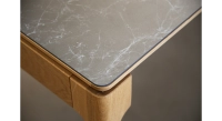 Table extensible 6 à 10 personnes en chêne et céramique allonges céramique avec bois teinte naturelle et plateau et allonge céramique effet ardoise 210x90 cm Table extensible 6 à 10 personnes en chêne et céramique allonges céramique avec bois teinte naturelle et plateau et allonge céramique effet ardoise 210x90 cm