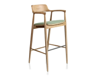 Tabouret de bar h80 cm bois teinte naturelle assise tissu vert Tabouret de bar h80 cm bois teinte naturelle assise tissu vert