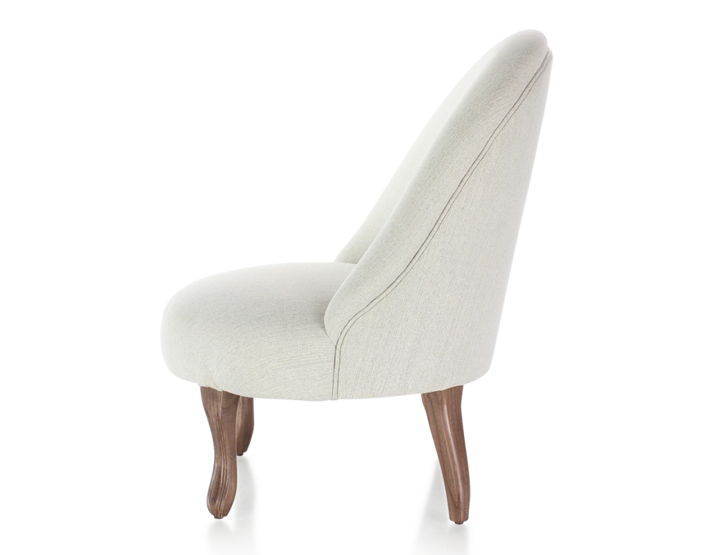 Fauteuil crapaud sans accoudoirs pieds bois teinte noyer et tissu beige naturel Fauteuil crapaud sans accoudoirs pieds bois teinte noyer et tissu beige naturel