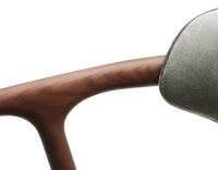 Chaise scandinave bois teinte noyer assise tissu velours gris bleu Chaise scandinave bois teinte noyer assise tissu velours gris bleu