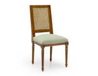 Chaise ancienne style Louis XVI dossier canné assise tissu vert sauge Chaise ancienne style Louis XVI dossier canné assise tissu vert sauge