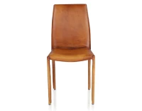 Chaise vintage cuir marron clair pieds cuir