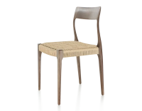 Chaise scandinave bois teinte marron foncé assise corde Chaise scandinave bois teinte marron foncé assise corde