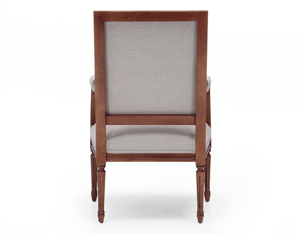 Fauteuil ancien style Louis XVI bois teinte ancienne et tissu beige naturel Fauteuil ancien style Louis XVI bois teinte ancienne et tissu beige naturel