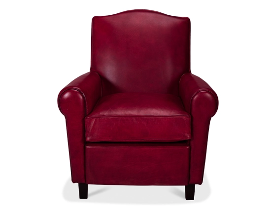Fauteuil club cuir rouge carmin