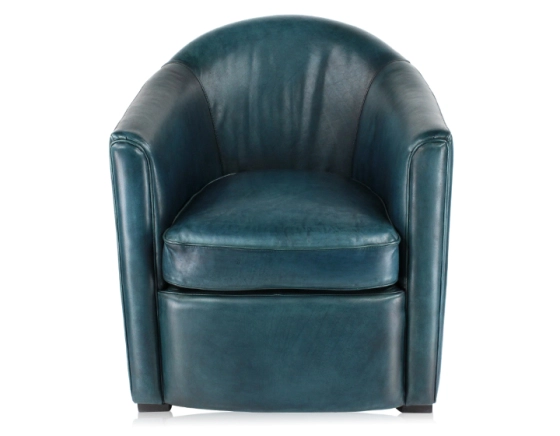 Leather club armchair blue