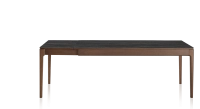 Table extensible en chêne et céramique 6 à 10 personnes allonges céramique avec bois teinte marron foncé et plateau et allonges céramique effet marbre noir 140x90 cm Table extensible en chêne et céramique 6 à 10 personnes allonges céramique avec bois teinte marron foncé et plateau et allonges céramique effet marbre noir 140x90 cm