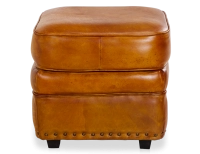 Pouf cuir cognac bord clouté Pouf cuir cognac bord clouté