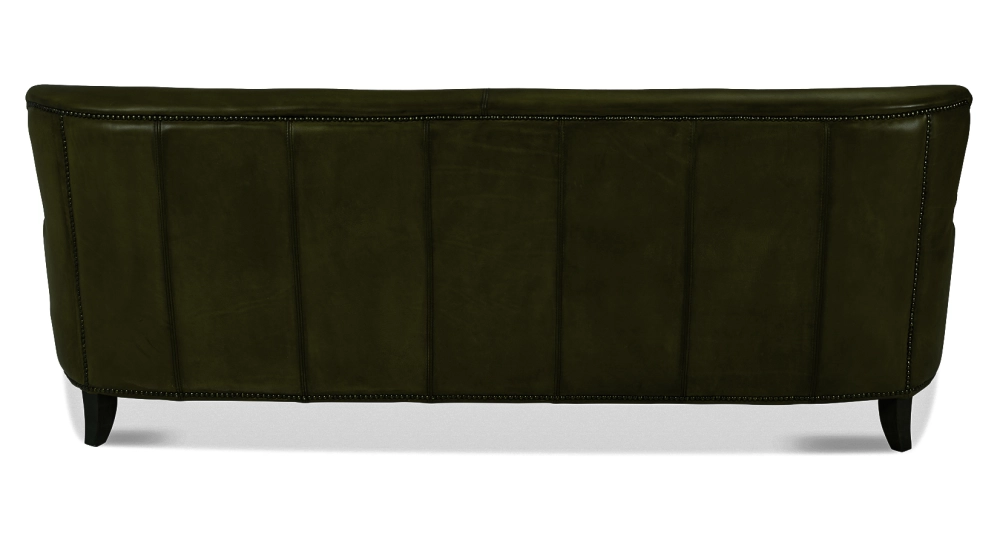 Canapé club cuir 3 places vert olive accoudoirs cloutés Canapé club cuir 3 places vert olive accoudoirs cloutés