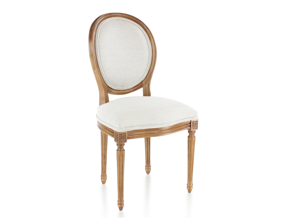 Chaise ancienne style Louis XVI bois teinte ancienne et tissu beige naturel Chaise ancienne style Louis XVI bois teinte ancienne et tissu beige naturel