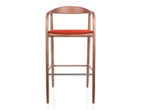 Tabouret de bar h80 cm teinte noyer assise tissu orange brûlé bois teinte noyer et tissu orange brulé Tabouret de bar h80 cm teinte noyer assise tissu orange brûlé bois teinte noyer et tissu orange brulé