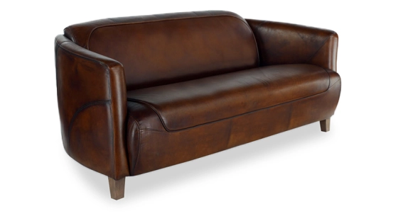 Canapé club cuir 3 places marron soutenu