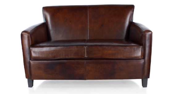 Canapé club cuir 2 places marron soutenu
