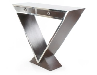 Console art déco double tiroirs bois teinte marron foncé Console art déco double tiroirs bois teinte marron foncé