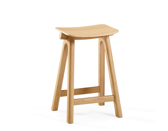 Oak bar stool H60 cm natural wood stain