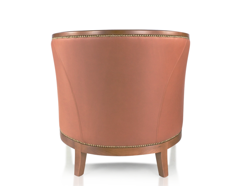 Fauteuil ancien accoudoirs moulurés bois teinte ancienne et cuir châtain