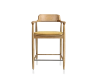Bar stool h60 cm natural wood stain yellow fabric seat Bar stool h60 cm natural wood stain yellow fabric seat