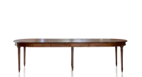 Table ronde Louis XVI extensible bois teinte ancienne 110x120 cm + 5 allonges 110x120cm