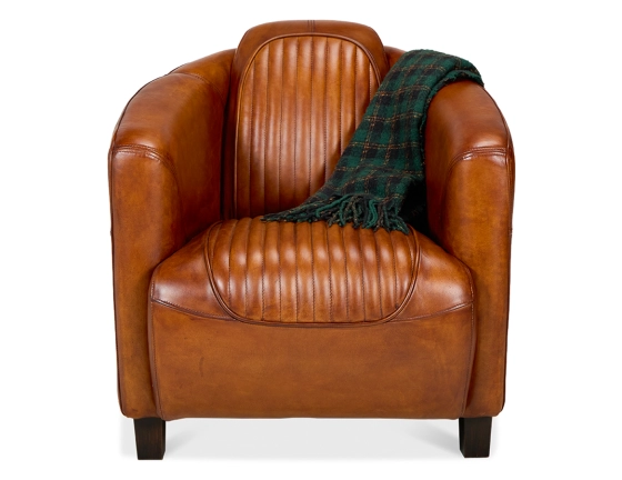 Leather club armchair light brown