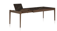 Table extensible 6 à 12 personnes en chêne et céramique allonges céramique avec bois teinte marron foncé et plateau et allonges céramique effet marbre noir 140x100 cm Table extensible 6 à 12 personnes en chêne et céramique allonges céramique avec bois teinte marron foncé et plateau et allonges céramique effet marbre noir 140x100 cm
