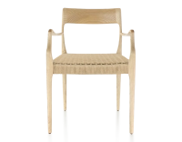 Chaise scandinave avec accoudoirs bois teinte naturelle assise corde Chaise scandinave avec accoudoirs bois teinte naturelle assise corde
