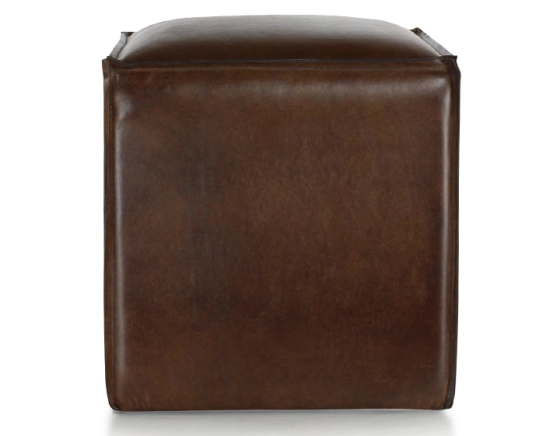 Pouf cuir marron soutenu