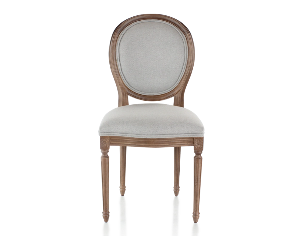 Chaise ancienne style Louis XVI bois teinte marron foncé et tissu gris clair Chaise ancienne style Louis XVI bois teinte marron foncé et tissu gris clair