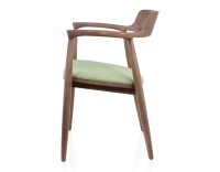 Chaise scandinave bois teinte noyer et tissu vert Chaise scandinave bois teinte noyer et tissu vert