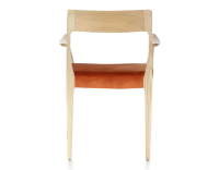 Scandinavian armchair with armrests wood stained natural seat terracotta velvet fabric Scandinavian armchair with armrests wood stained natural seat terracotta velvet fabric