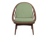 Fauteuil scandinave bois teinte noyer et tissu vert Fauteuil scandinave bois teinte noyer et tissu vert