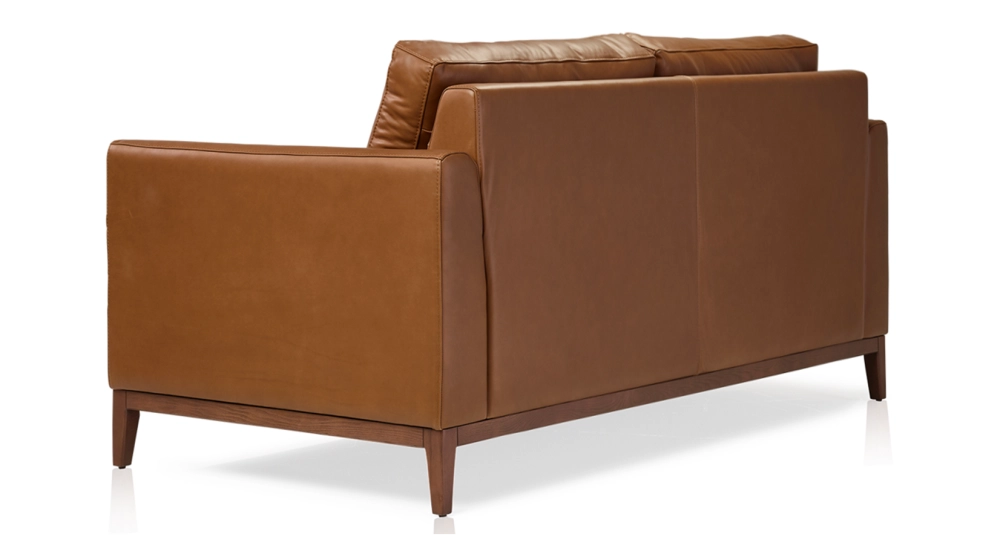 Canapé design 2,5 places cuir noisette