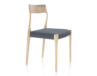 Scandinavian chair natural tint wood, grey fabric seat Scandinavian chair natural tint wood, grey fabric seat