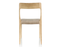 Chaise scandinave bois teinte naturelle assise tissu velours taupe clair Chaise scandinave bois teinte naturelle assise tissu velours taupe clair