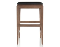 H60 cm designer bar stool walnut stained wood, ebony leather seat H60 cm designer bar stool walnut stained wood, ebony leather seat