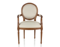 Chaise ancienne style Louis XVI avec accoudoirs bois teinte ancienne et tissu chevron beige Chaise ancienne style Louis XVI avec accoudoirs bois teinte ancienne et tissu chevron beige