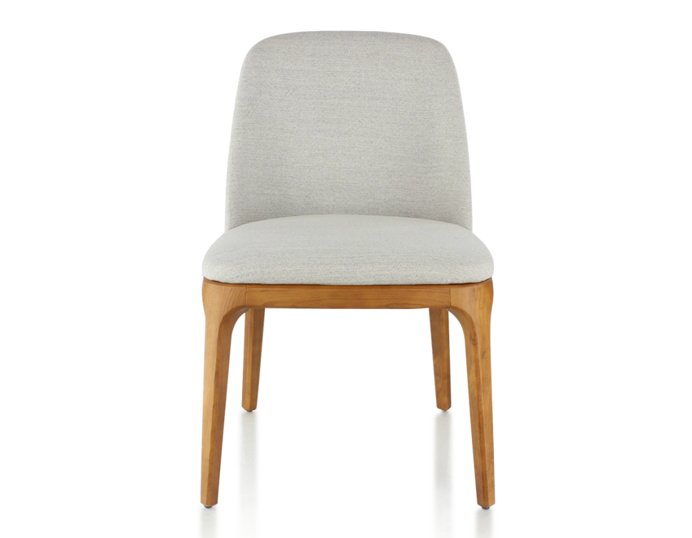 Designer chair cherry-stained wood and natural beige fabric Designer chair cherry-stained wood and natural beige fabric