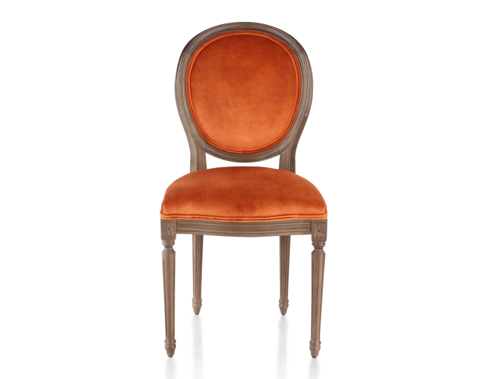 Chaise ancienne style Louis XVI bois teinte marron foncé et tissu velours terracotta Chaise ancienne style Louis XVI bois teinte marron foncé et tissu velours terracotta